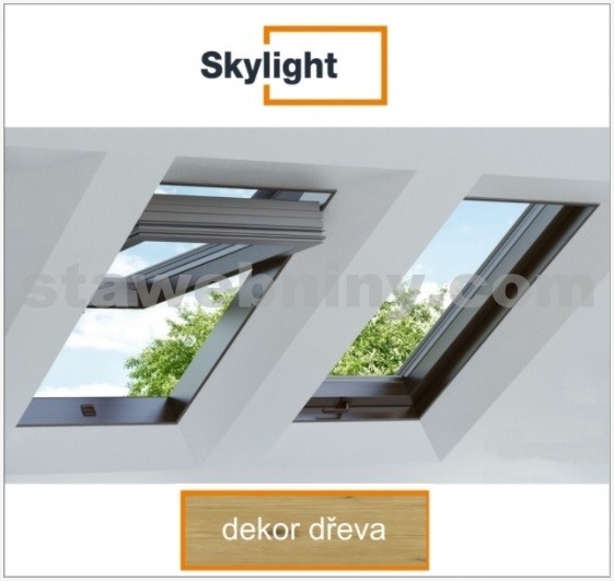 DOBROPLAST - SKYLIGHT plastové střešní okno PVC dezén dřeva 6/9 - 66/98cm