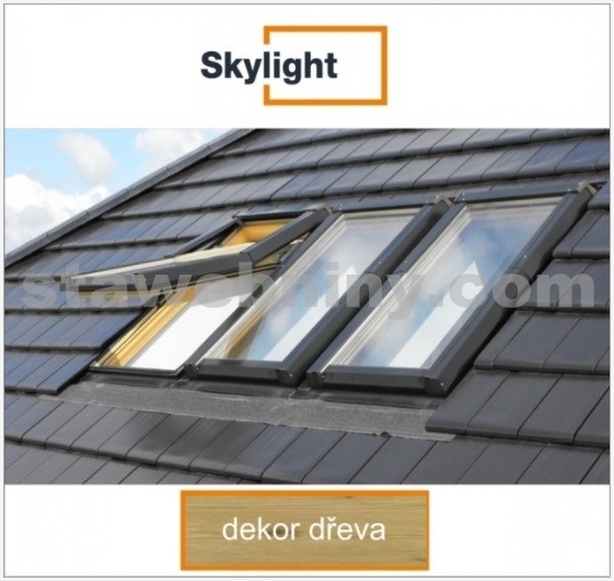 DOBROPLAST - SKYLIGHT PREMIUM plastové střešní okno PVC dezén dřeva 6/11 - 66/118cm