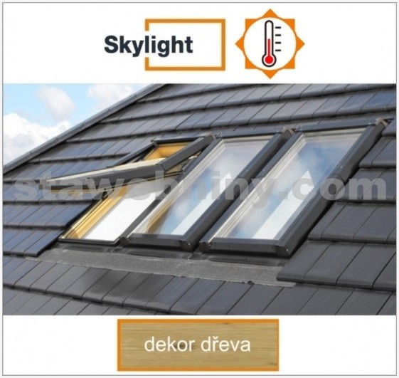 DOBROPLAST - SKYLIGHT TERMO plastové střešní okno PVC dezén dřeva 9/11 - 94/118cm